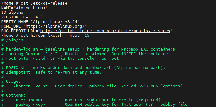 Alpine os-release and the script header